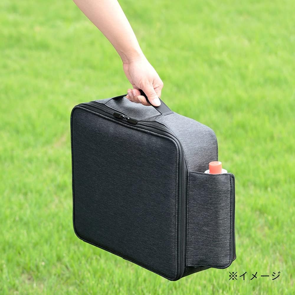 [Cainz] Stove case, black, with gas cylinder storage pocket, for outdoor, camping, BBQ, disaster, carrying, storage, with convenient handle