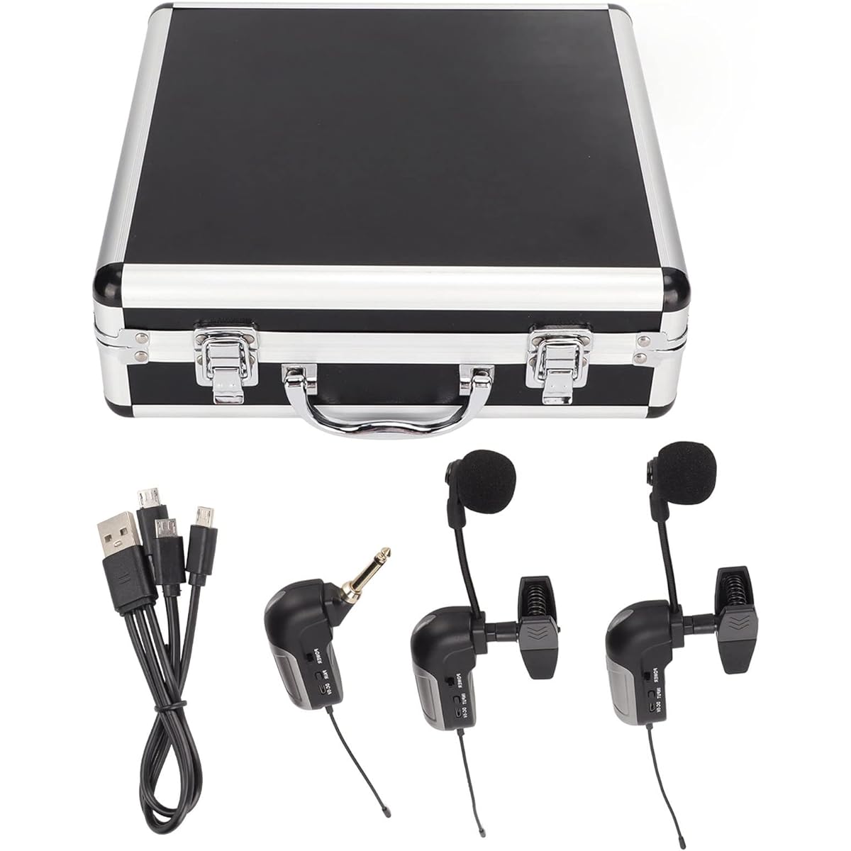 Wireless UHF Microphone, 16 Selected Frequency Points Wireless UHF Gooseneck Microphone 3 Hours Charging Time for Trumpet Stage Performance