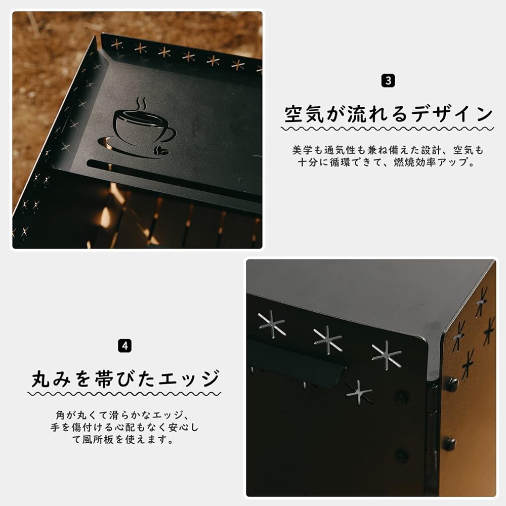 Windscreen Windshield Camping Windscreen Small Cassette Stove Windbreak Stove Windshield for Stovetop Black Carbon Steel Plate Height 25cm Foldable Storage Bag Included Camping Equipment