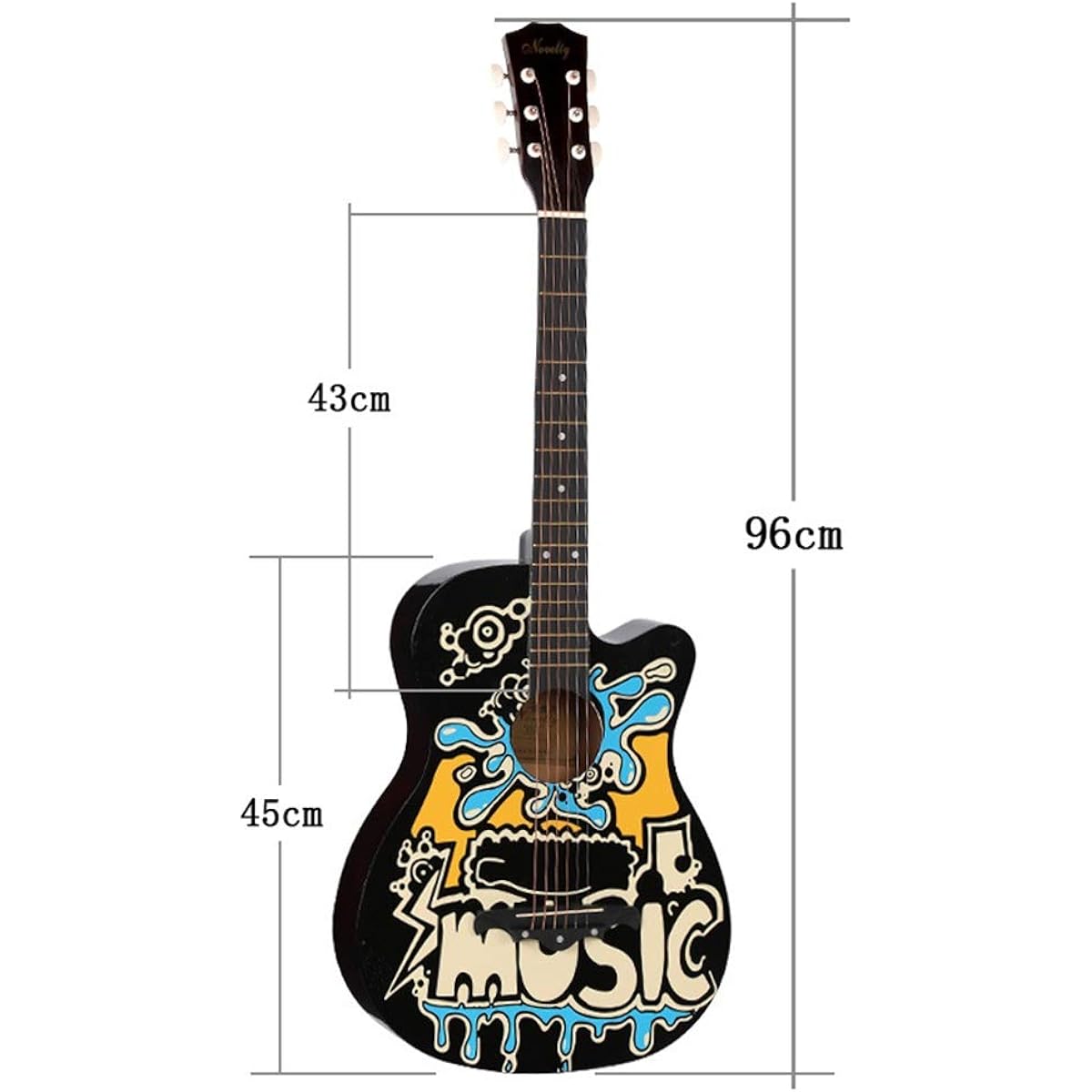 Beginner's Practice Guitar Guitar Folk Character Graffiti Beginner's Practice Guitar Elementary School Student Adult Beginner's Guitar (Color: Khaki, Size: 38 inches)