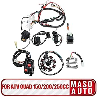 1 Electrical Wiring Harness Wire Loom CDI Stator Kit Set for ATV Quad 150/200/250CC
