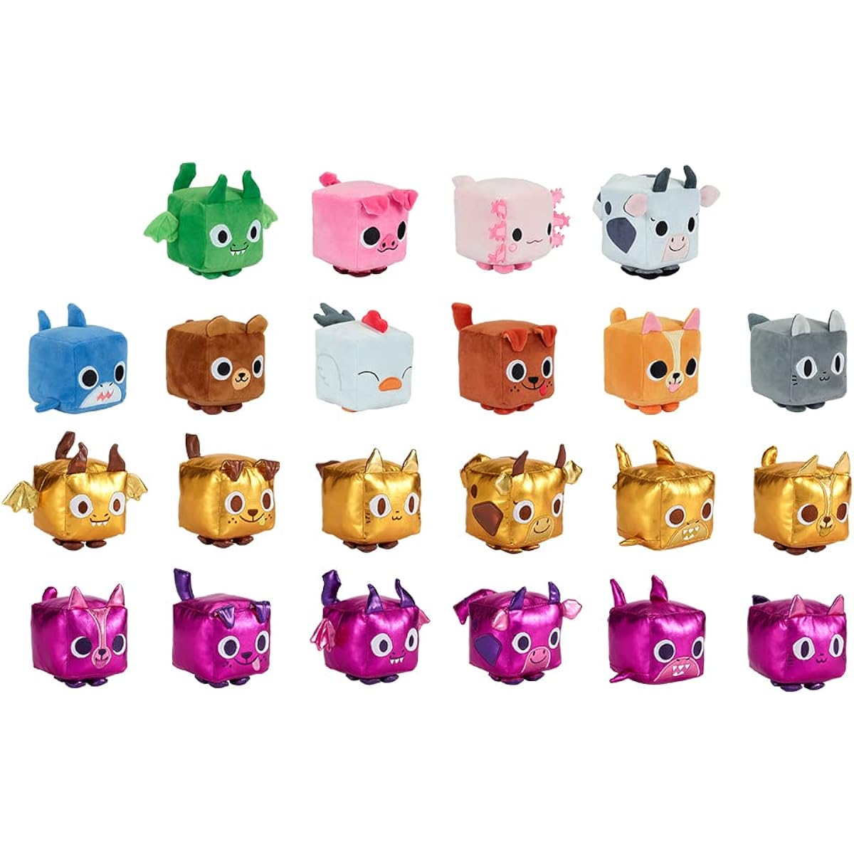 Pet Simulator X - Mystery Pet Treasure Plush Stuffed Animals Set of 2 (2 4" Tall Stuffed Animals, Series 1) [DLC Included]