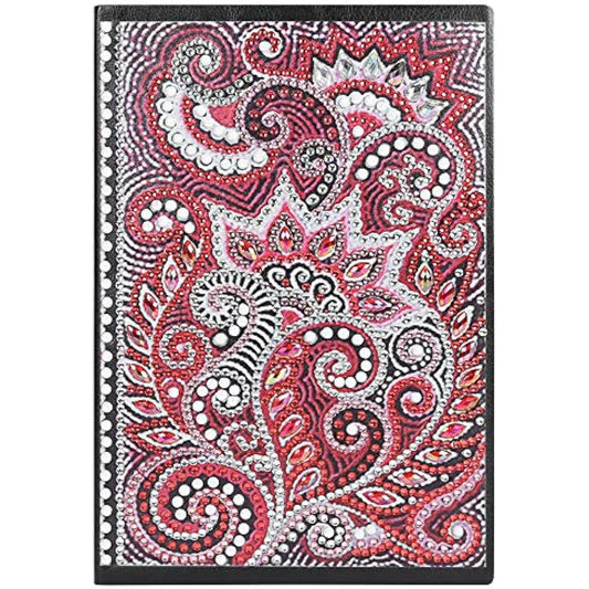 5D Diamond Painting Art DIY Cross Stitch Notebook A5 Writing Notebook Secret Diary Women Sketchbook Teens Notepad A5 with Colorful Diamonds for Office/Home/Craft/Art Red Mandala