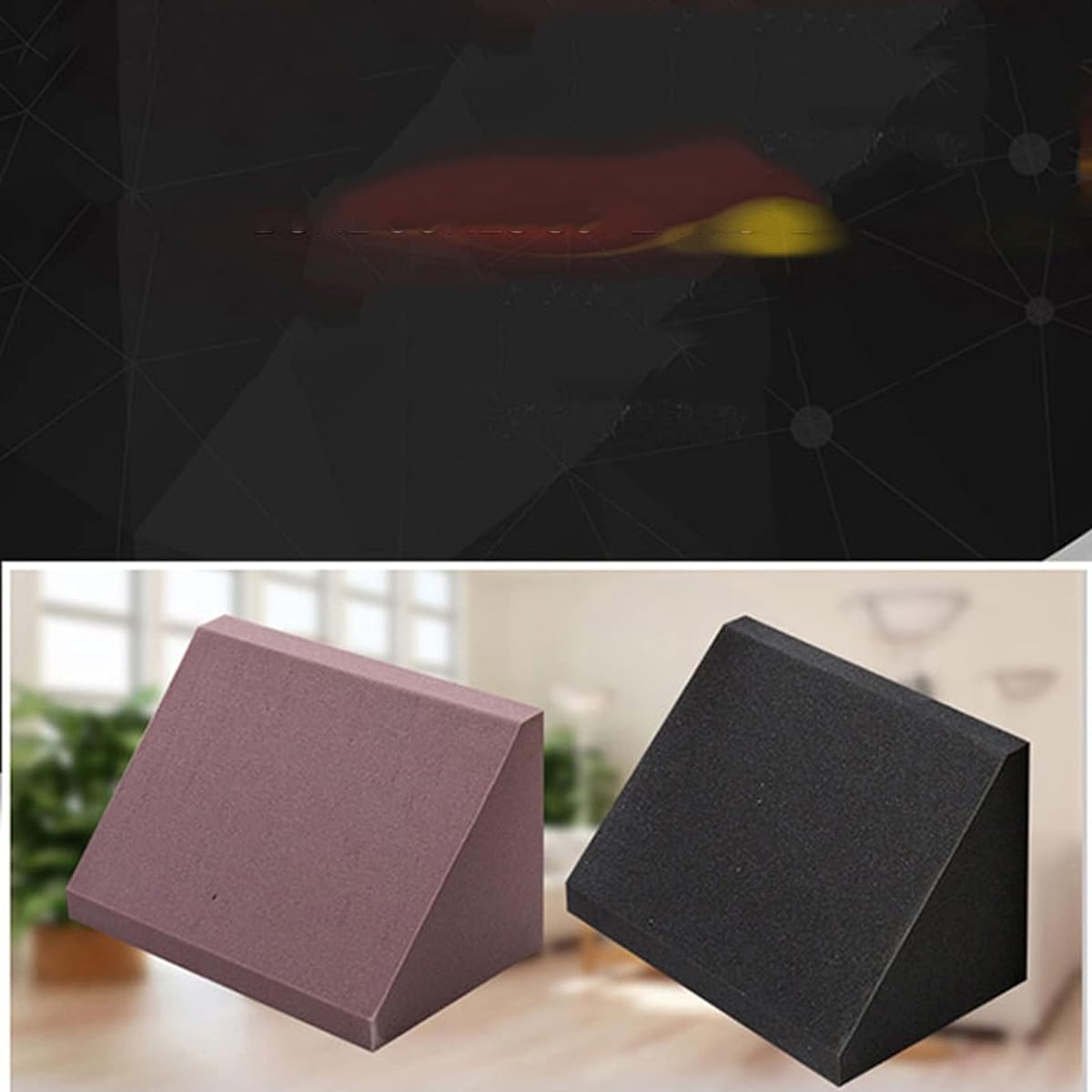 Corner Acoustic Panel, Bass Trap Studio Sound Treatment Foam Small Sound Absorbing Cotton Studio Foam Panel for Studio KTV Soundproofing (Black 50*30*30cm) (Purple 50*30*30cm)