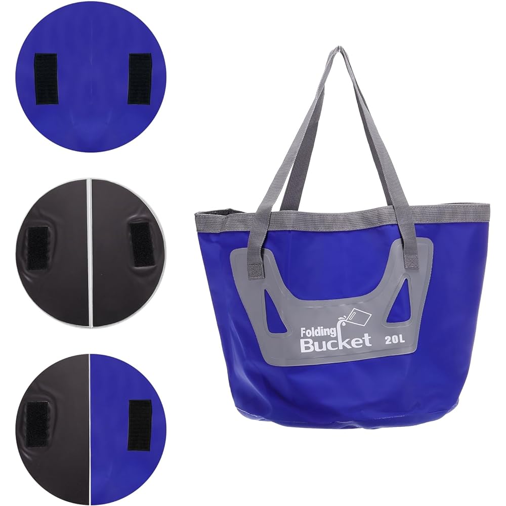 PATIKIL 5.3 Gallon 20L Collapsible Bucket Portable Collapsible Water Storage Container Basin for Outdoor Travel Camping Fishing Dark Blue
