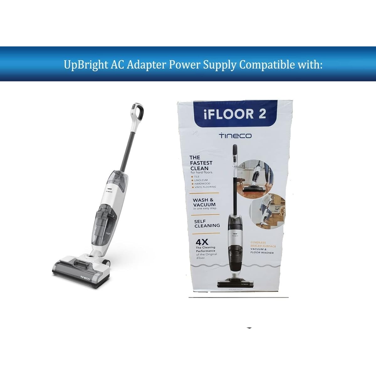 UpBright 22.2V AC/DC Adapter Tineco iFloor 2 FW010100US Cordless Vacuum Cleaner Floor Cleaner iFloor2 2-in-1 Wet & Dry Cleaning Tech 2500mAh 120W Lion Battery Power Cord Charger