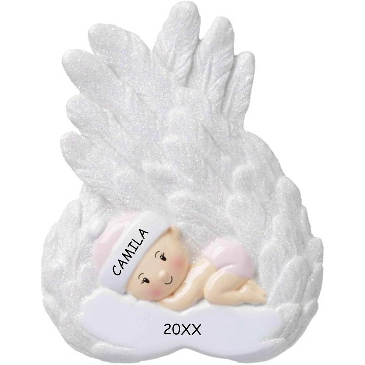 Personalized Baby Angel Christmas Ornament (Pink)