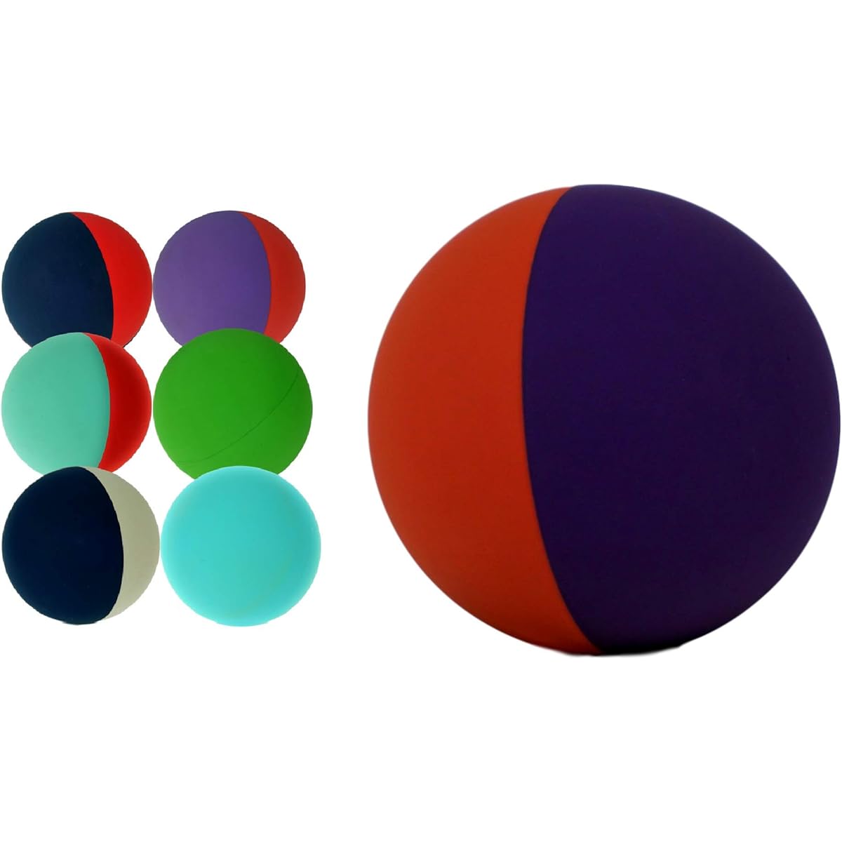 JA-RU Super Sky HI Bounce Balls, Dual Color Bouncing Balls 2.3 Inch (6 Units), Air-Filled High Bounce Like Racquetball Hollow Rubber Balls for Kids and Adults, Therapeutic Massage, Party Favors, 990-6p