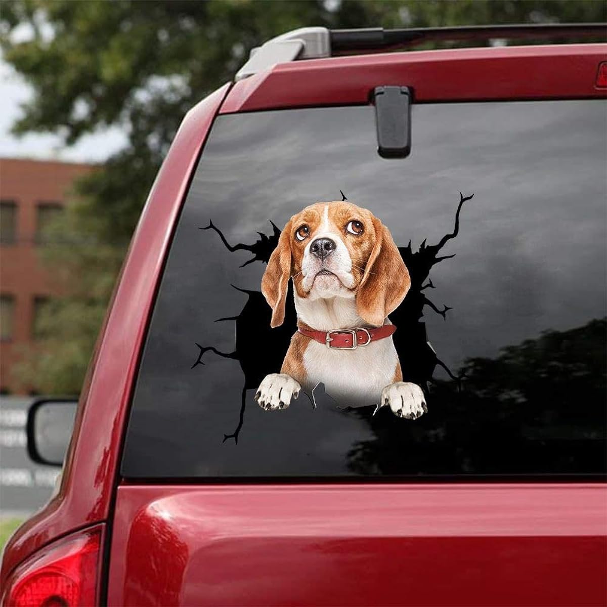 Ocean Gifts Beagle Car Decals Dog Car Stickers Set of 2 Realistic Beagle Stickers Car Window Wall Series 61 Size 8" x 8"