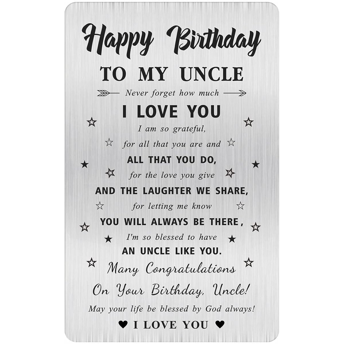 Alotozo Birthday Card for Uncle Birthday Gift for Uncle Birthday Engraving Engraving for Uncle For Uncle