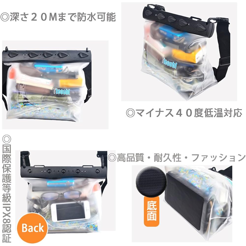 Mercs Tteoobl Waterproof Bag Waterproof Case Pool Bag L Size Shoulder Bag IPX8 Beach Swimming in the River Pool Travel Outdoor Disaster Prevention Essentials Transparent
