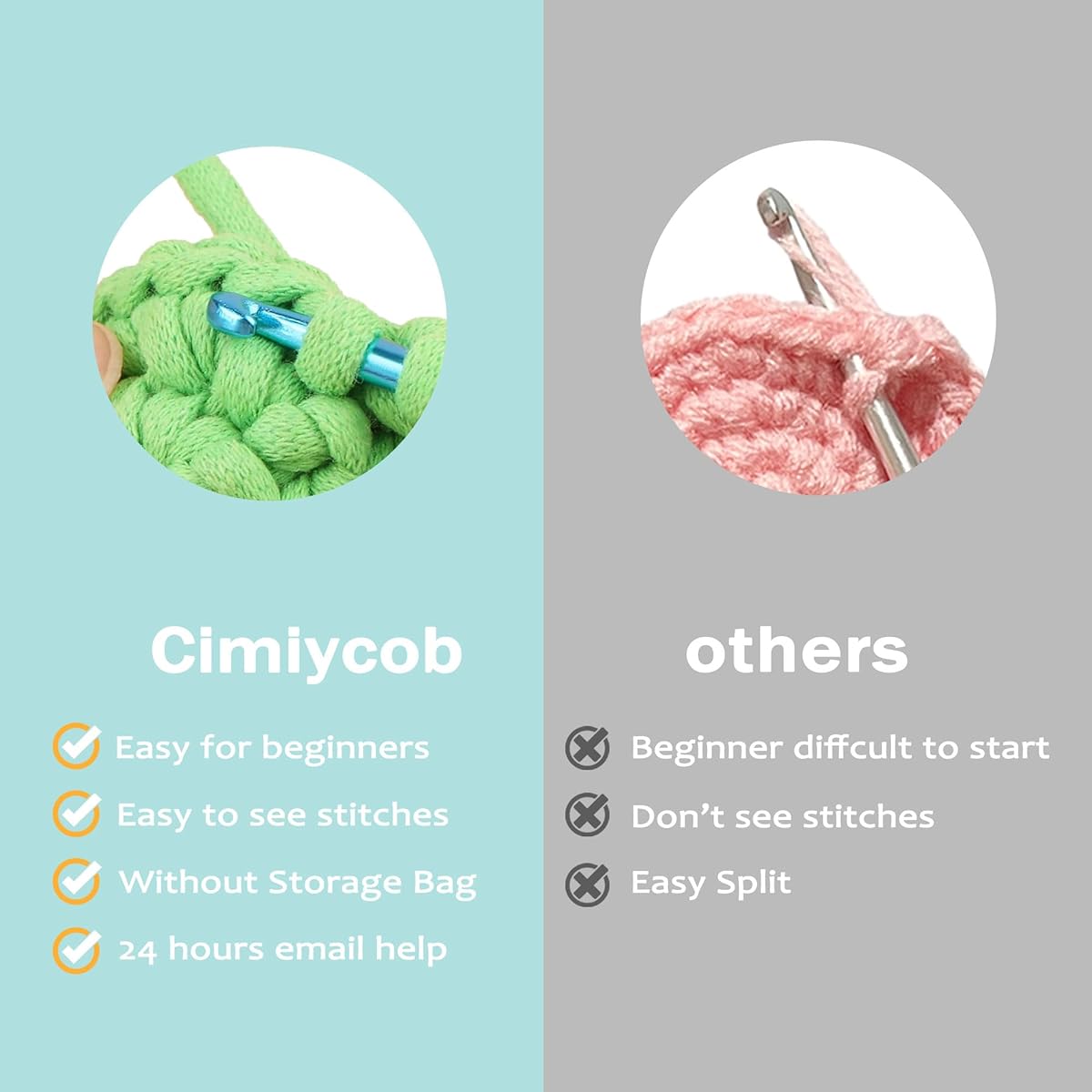 cimiycob Crochet Kit for Beginners/Adults/Kids 54 Pieces Crochet Starter Kit Crochet Kit for Beginners/Kids 6 Colors Easy Yarn 9 Hooks Crochet Bag Crochet Accessories