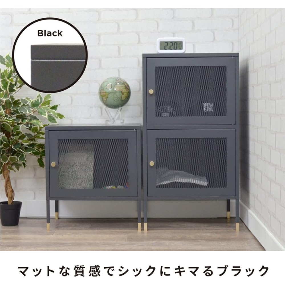 B.C.L Antrex Storage Shelf Steel Cabinet 2 Door Assembly Type 2 Tier Rack Interior Mesh Black