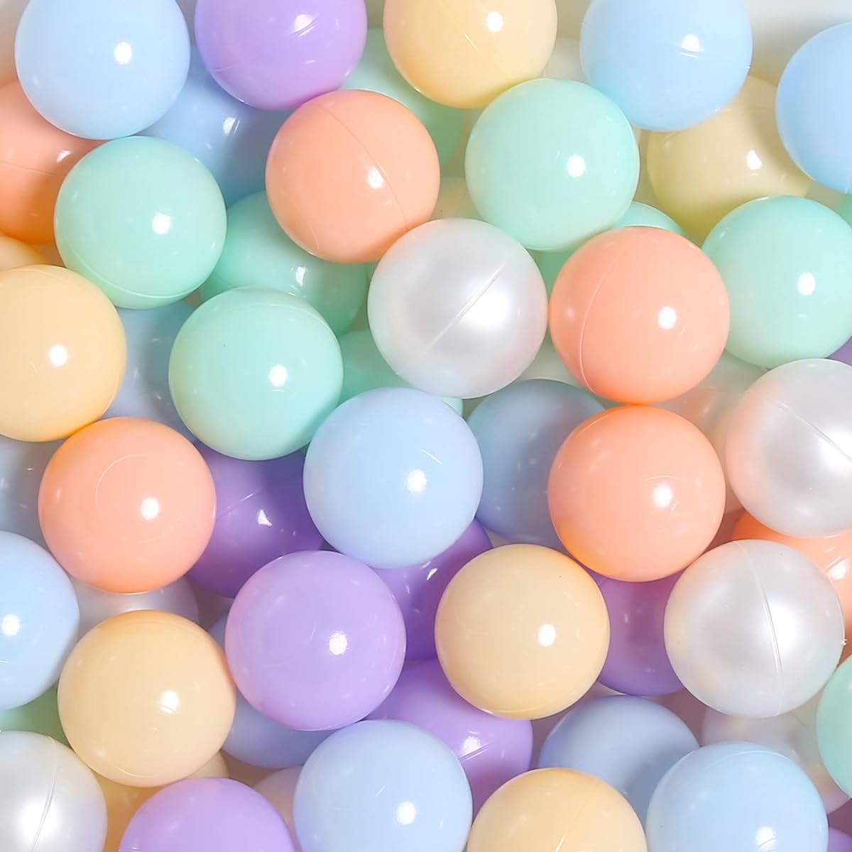 TRENDPLAY Toddler Pit Balls 1-3 100 Pack BPA Free Phthalate Free Non-Collapsible Balls for Toddlers Baby Kids Party Macaron Color Pearl White