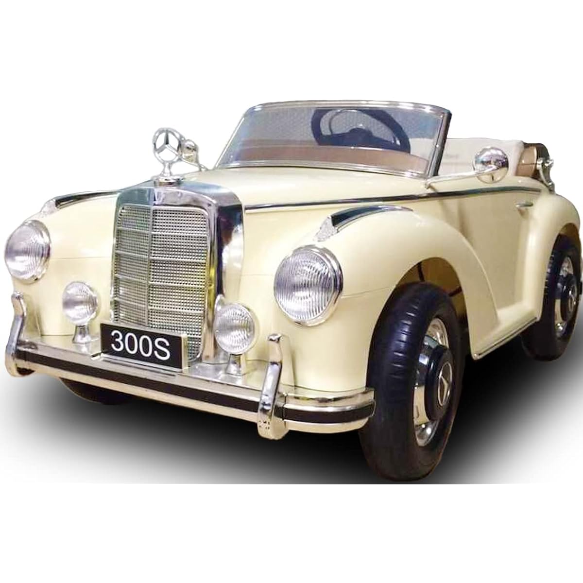 Electric Ride-on Car, Ride-on Radio Controlled Car, BENZ 300S, Mercedes-Benz, Ride-on Toy, Electric Ride-on Toy, For Kids [LS618] (Cream)