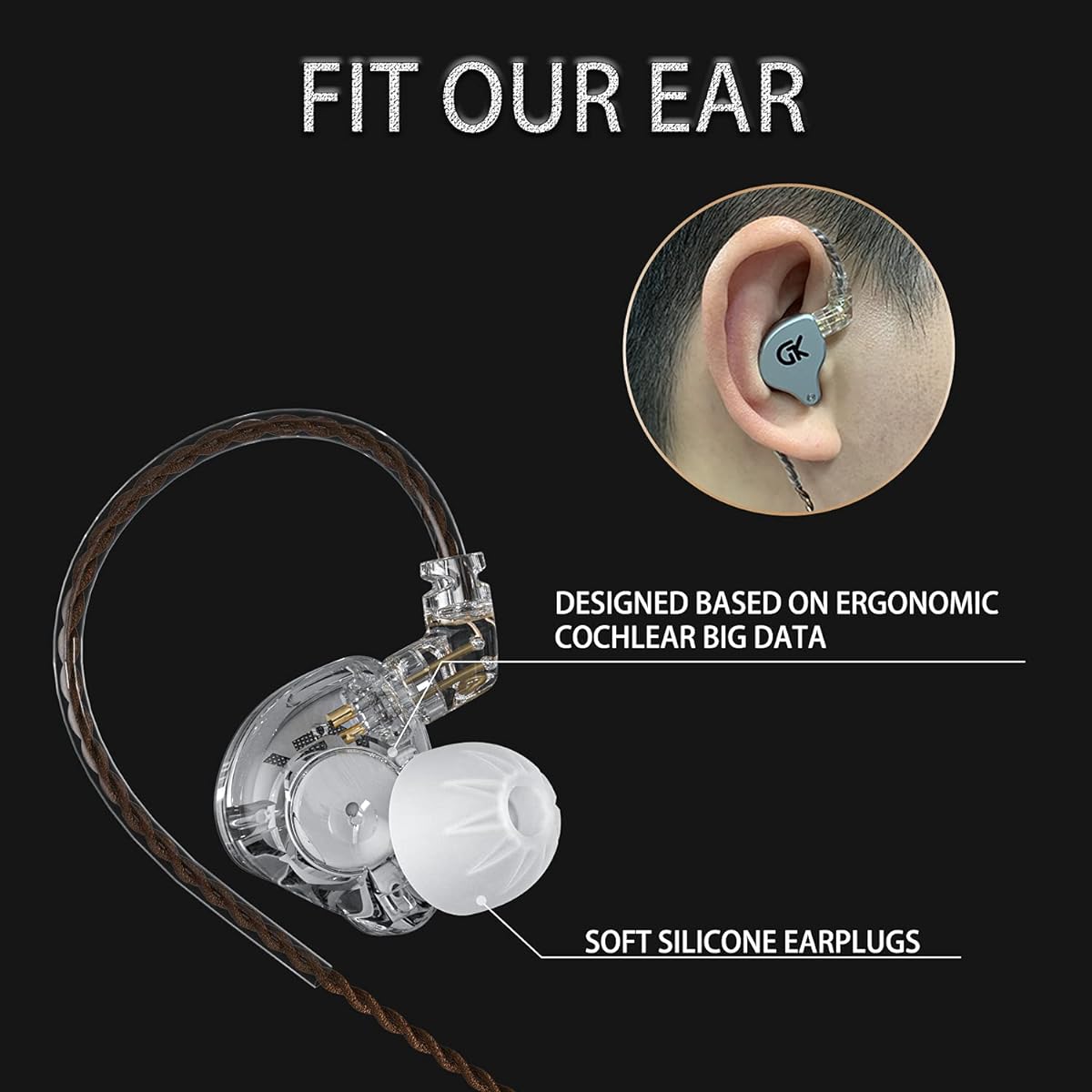 GK GS10 In-Ear Studio Monitor Headphones Professional Sound Quality