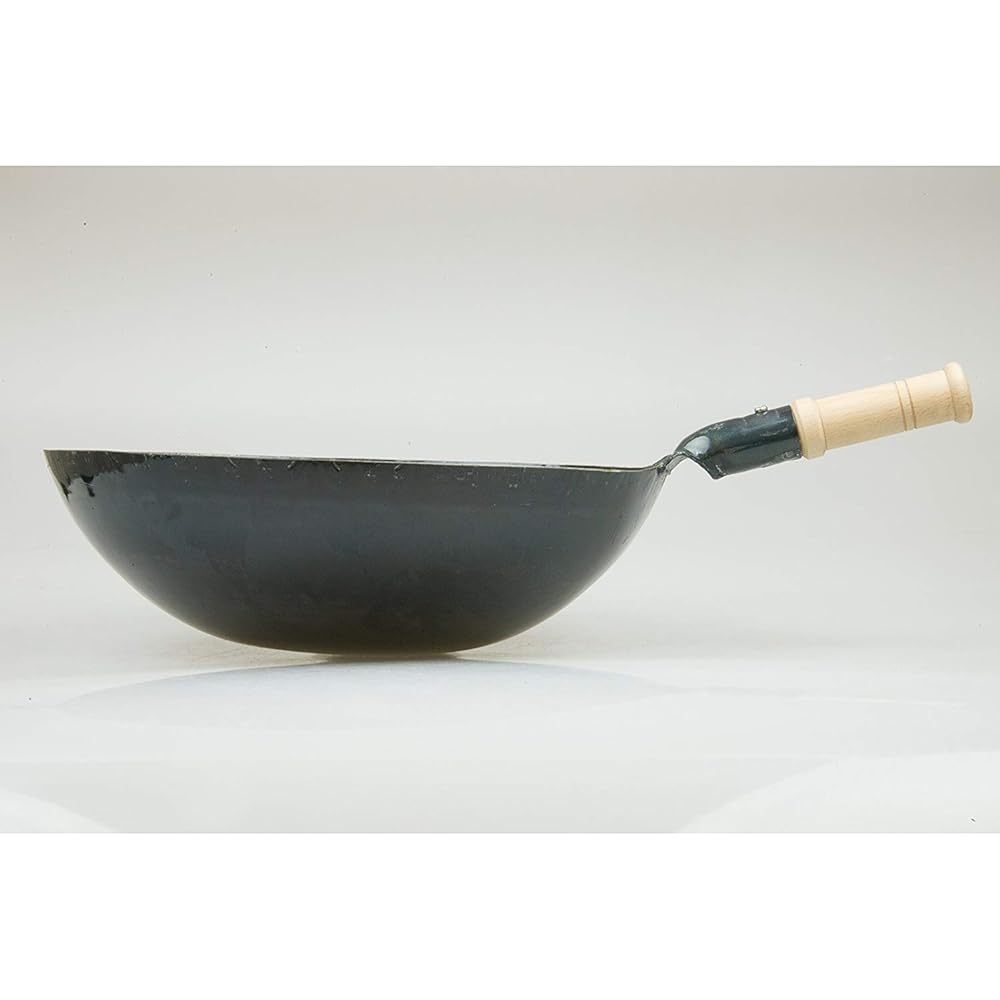 Yamada Industries Wooden Peking Pot Iron 27cm Hammered Plate Thickness 1.2mm