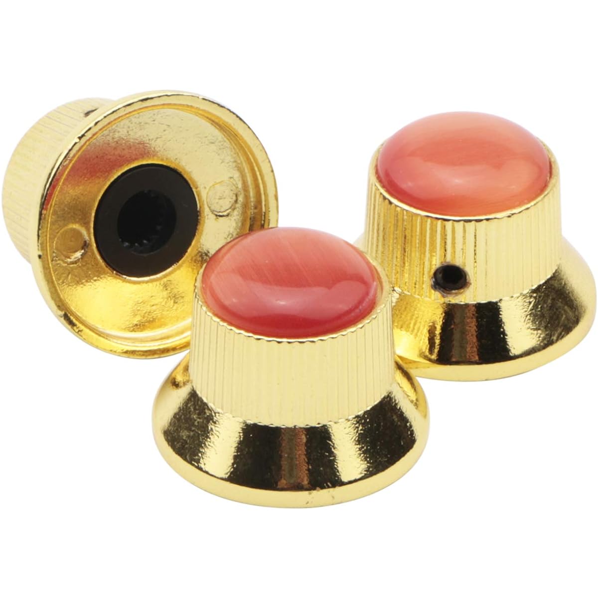 Swhmc Metal Guitar Control Knob Volume Adjustment Dome Knob Guitar Bass Parts Replacement (Golden) 3 Pieces