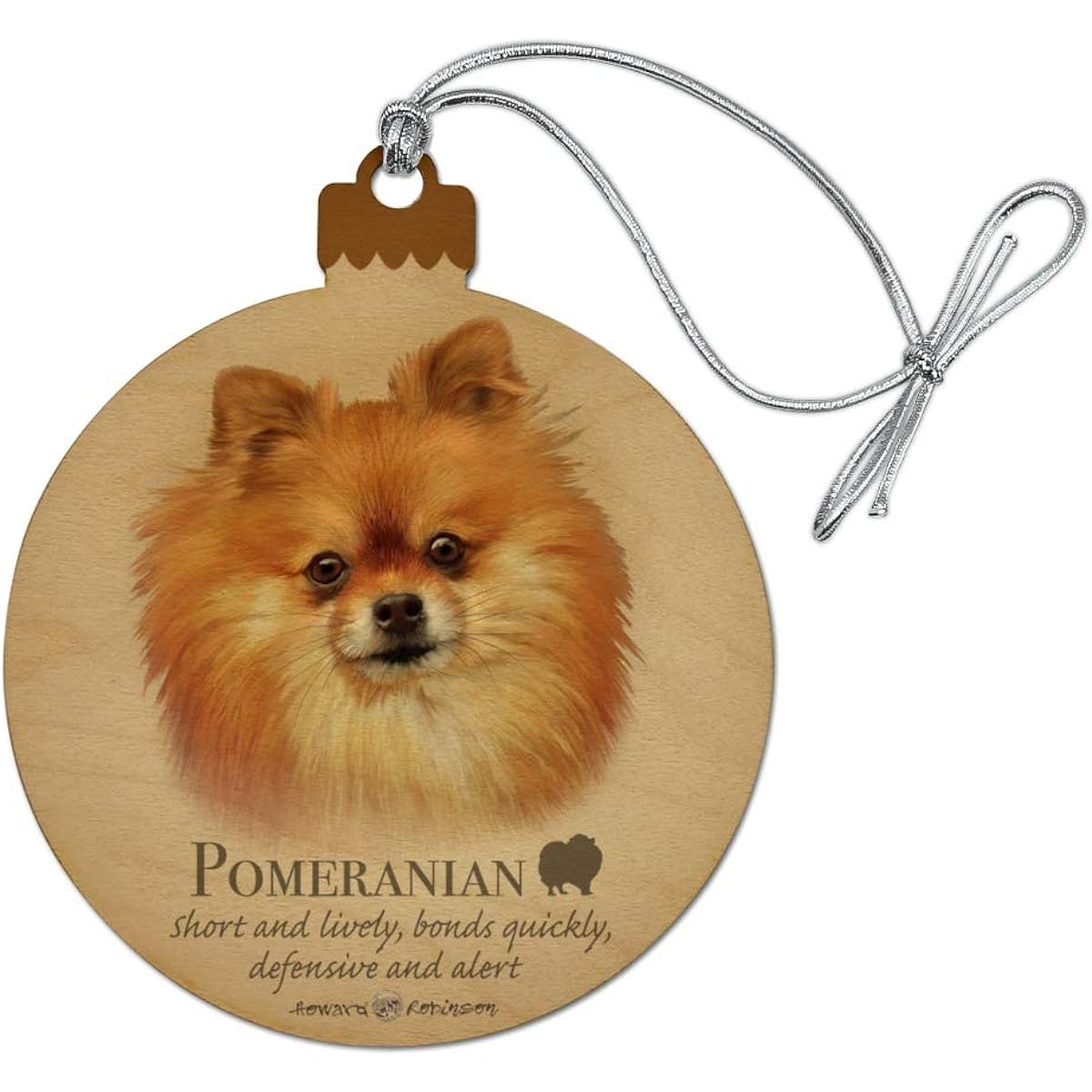 Pomeranian Dog Breed Wooden Christmas Tree Holiday Ornaments