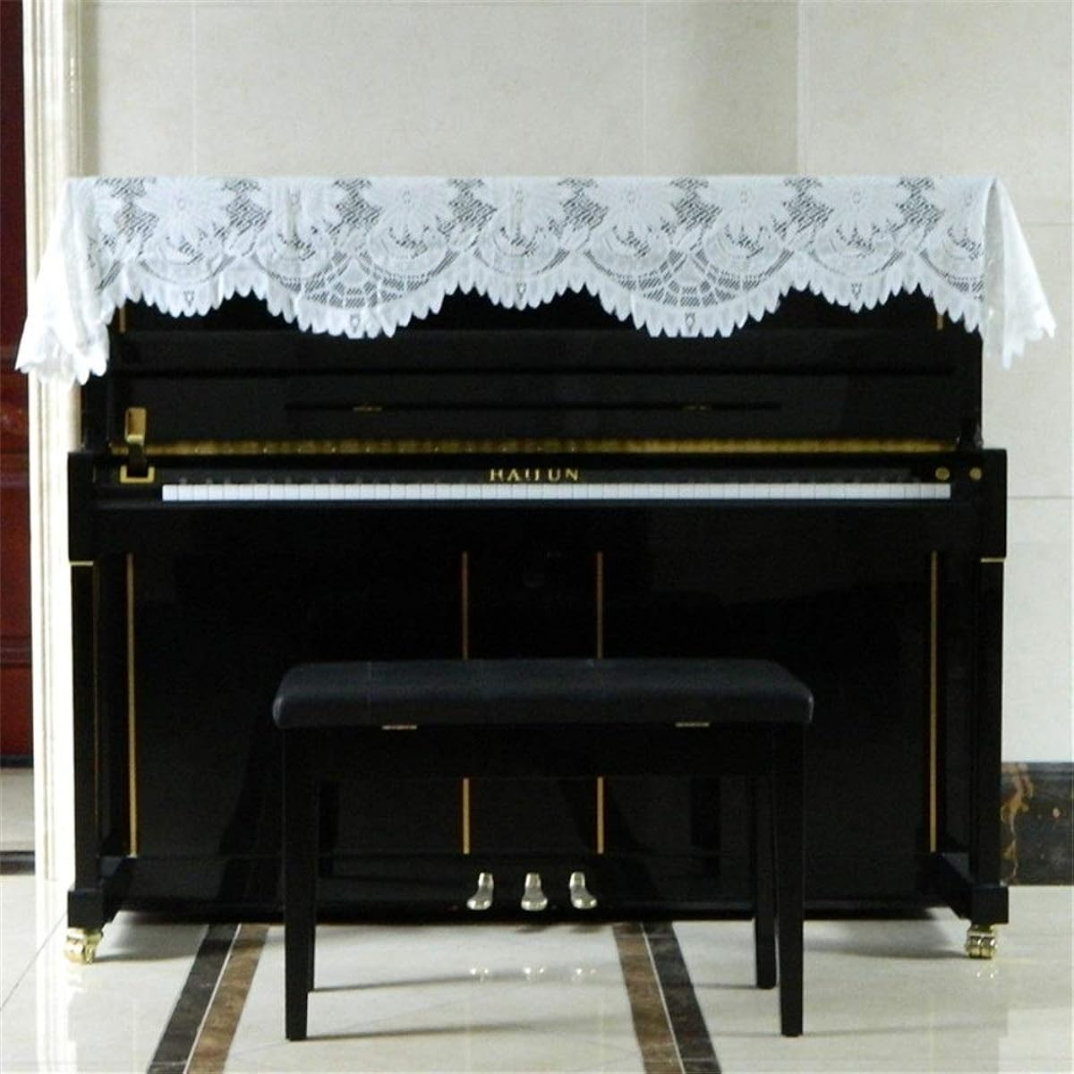 Piano Cover White Lace Piano Cover Piano Dustproof Simple Piano Clean 75x185cm Bags Covers Cases (Color : A Size : Free Size) (A Free Size)