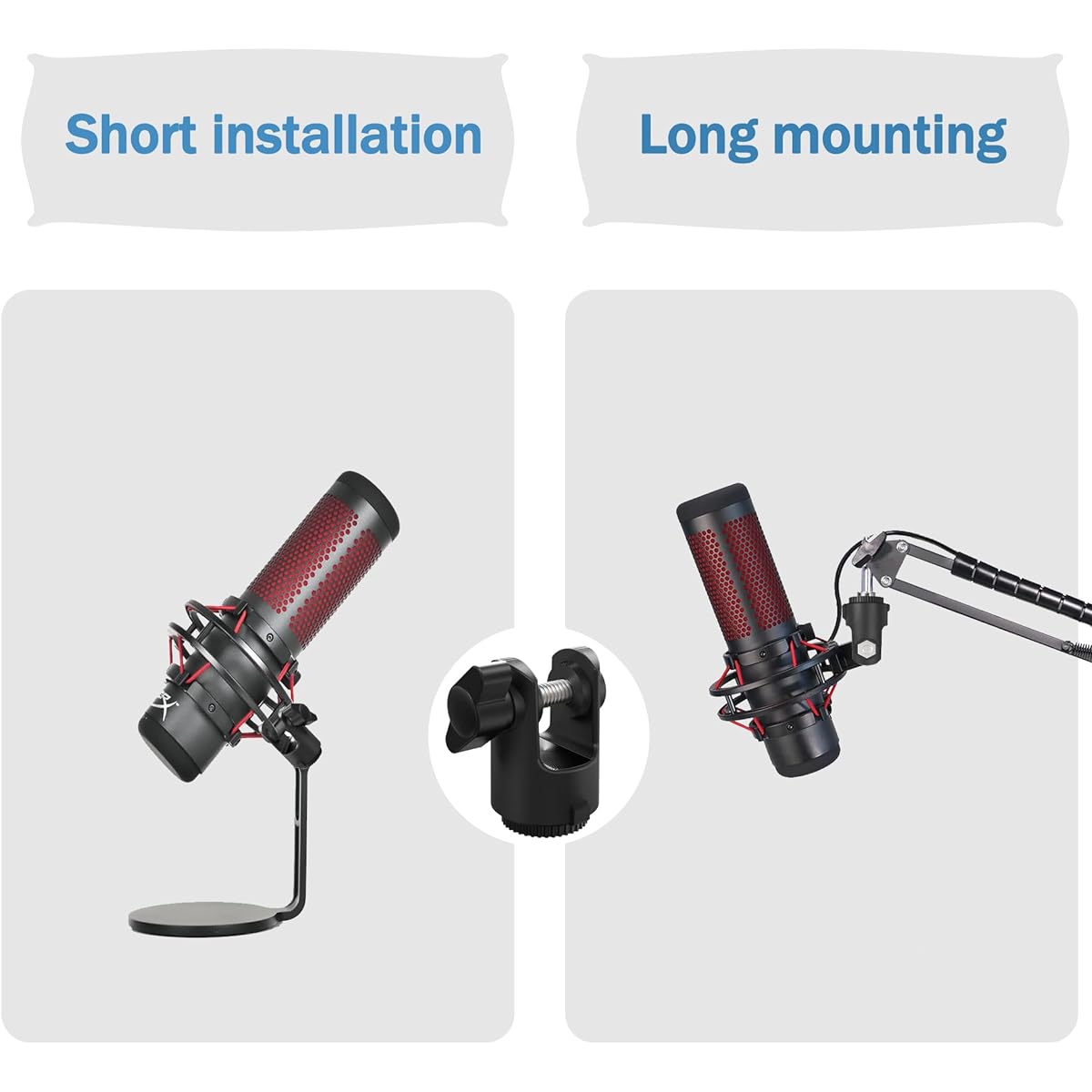 Microphone Mount Adapter Accessory for HyperX Quadcast Boom Arm, Easy to Install Mic Stand Adapter with 3/8" or 1/4" Thread Compatible with HyperX QuadCast Arms, Set of 8