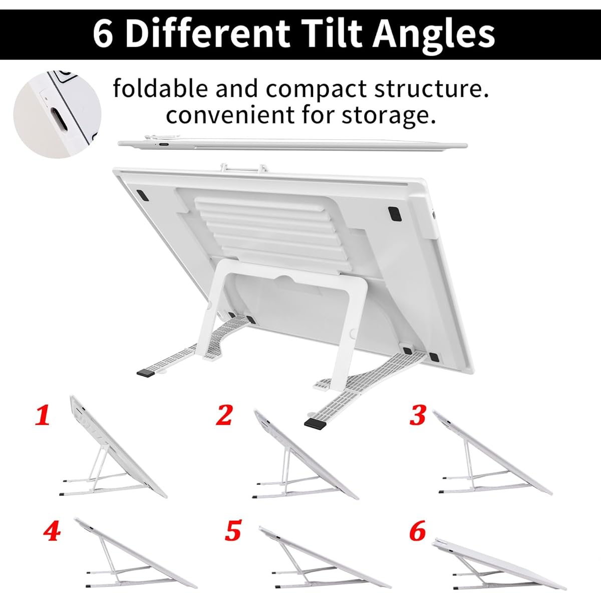 TOHETO A3 Rechargeable Battery Powered LED Light Tracing Pad with Built-in Stand, Magnetic Clip, 6 Levels Stepless 3 Color Dimmable Brightness Light Box, Diamond Painting, Weeding Vinyl (White)