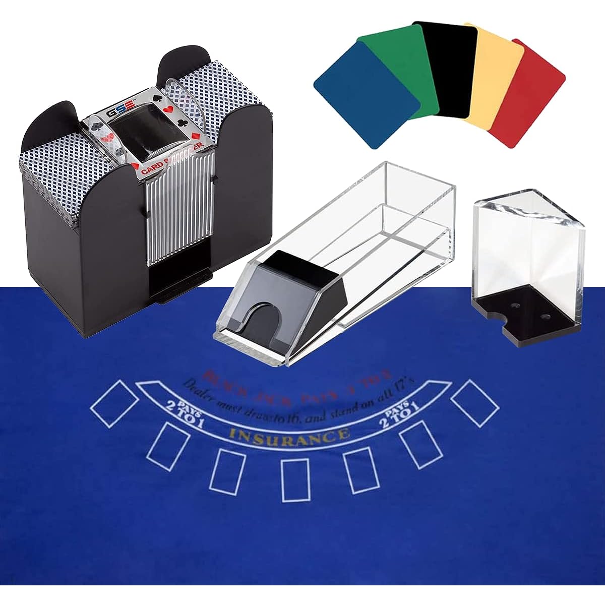 GSE 2/4/6/8 Deck Clear Acrylic Disposal Tray Casino Grade for Blackjack