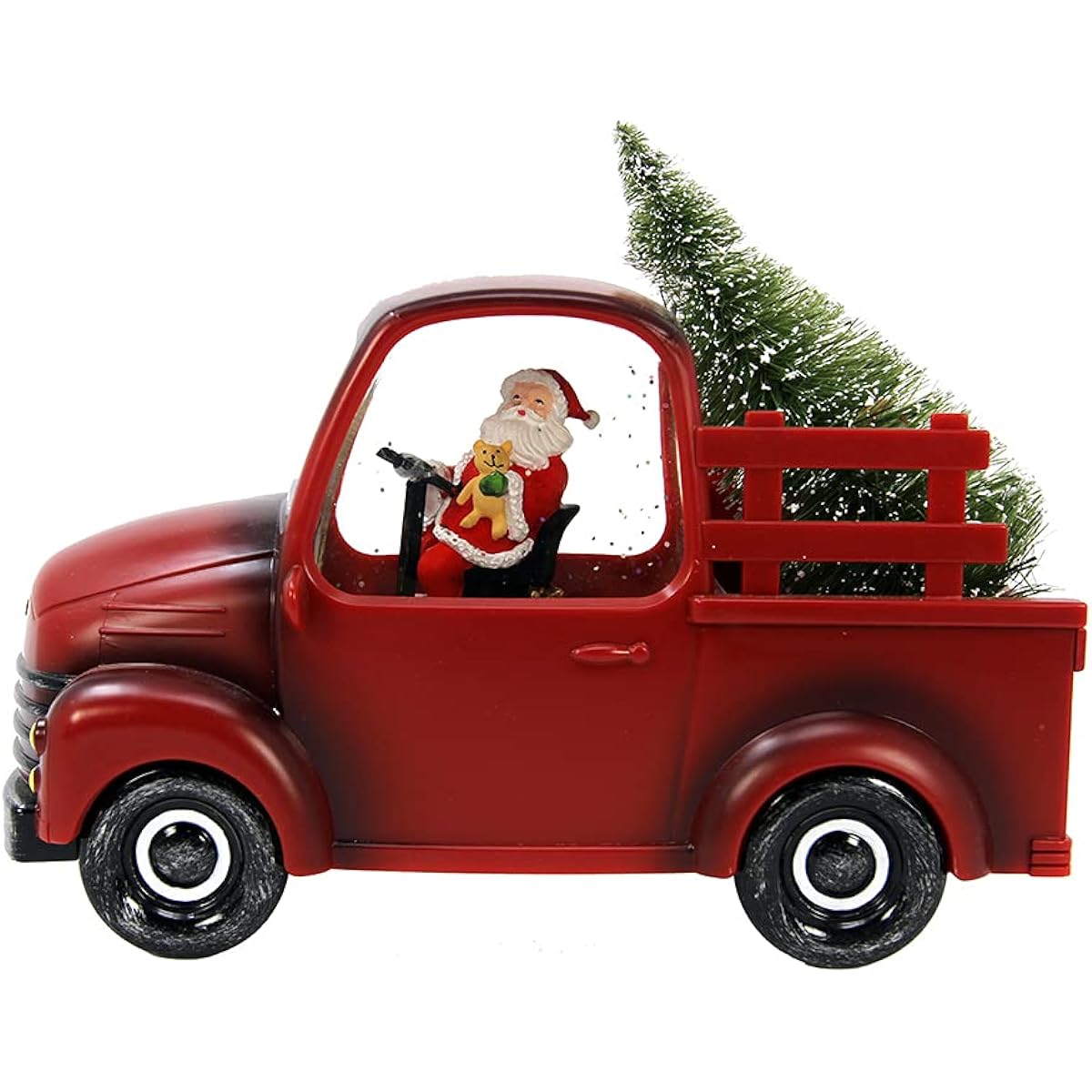 San Francisco Music Box Music Santa Red Truck with Spinning Water