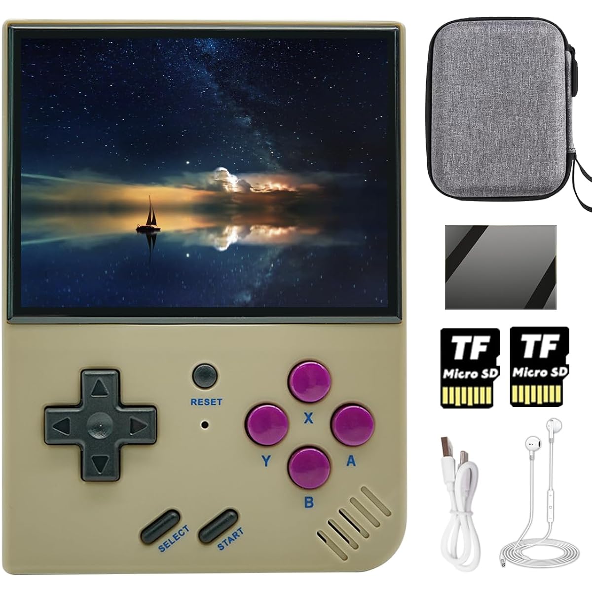R33S Handheld Game Console 3.5 Inch Pre-Installed Emulator System RK3326 3200mAh 32GB+64GB Retro Grey