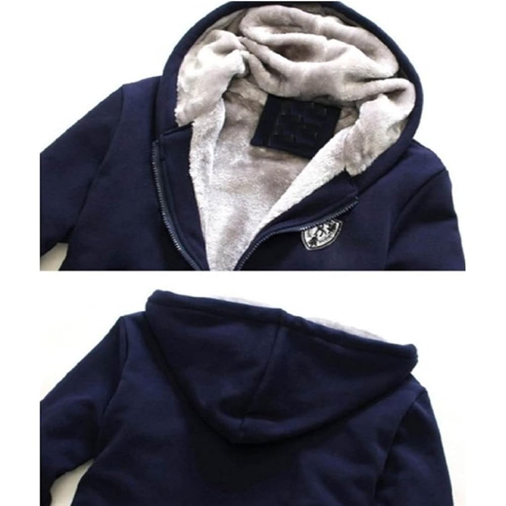 [α-HOOP] Men's Brushed Lining Sweatshirt Jersey Zip Up Parka Top and Bottom Setup PP-5