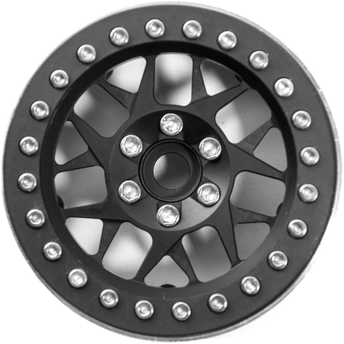 RC Car 2.2 Inch Upgraded Beadlock Wheel Hub Rim Internal Beadlock for 90018 Wraith RC Car No.7 (4pcs, Black)