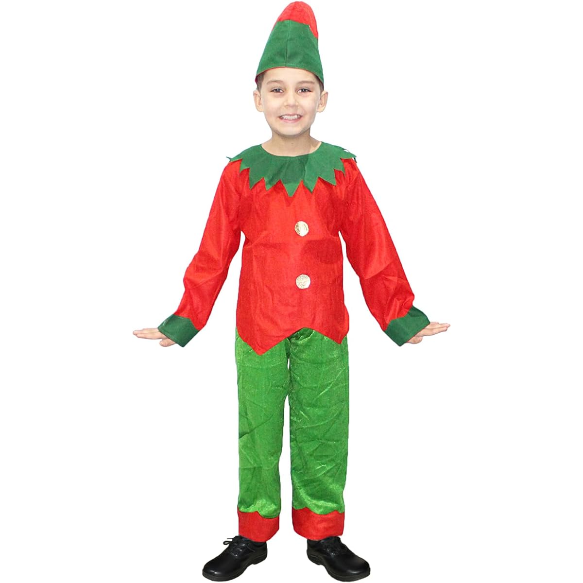 Kaku Fancy Dresses Fairy Tales Elfs Costume -Red & Green, 7-8 Years, for Boys