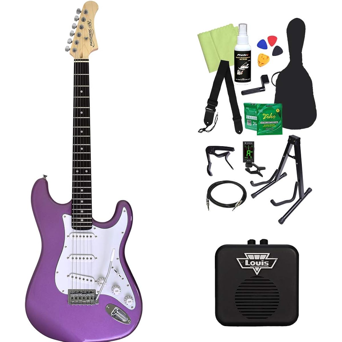 Photogenic ST-180 BGD 14-piece electric guitar beginner set [with mini amp] Stratocaster type Burgundy Photogenic
