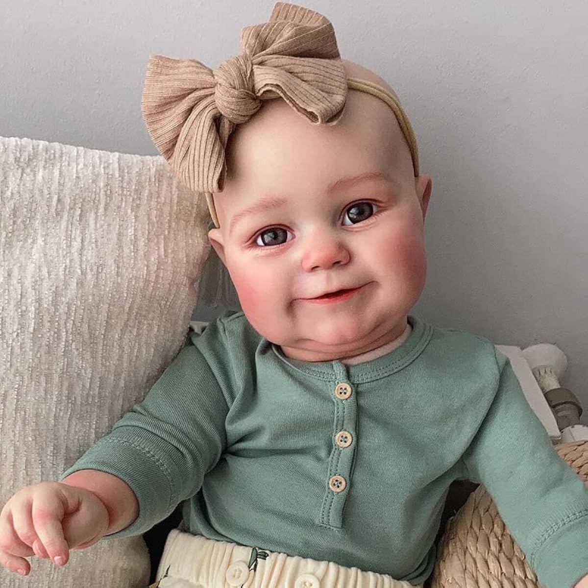 Pinky Reborn Baby Doll Girl 20" Smiling Newborn Silicone Baby Reborn Toddler Doll Hand Painted Veins Baby Doll Toy Accessories Collection & Gift for Kids Ages 3+