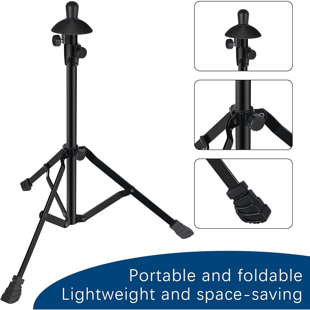 EASTROCK Trombone Stand, Retractable Height Adjustment, Triangular Stability Structure for Standard Size Trombones