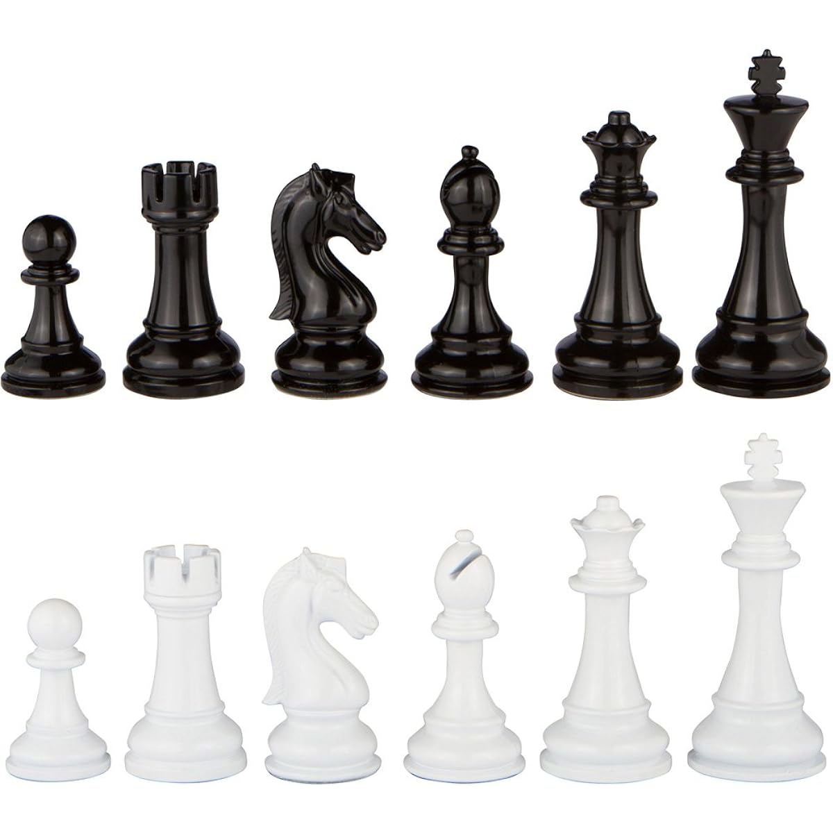 Minerva Black and White Extra Heavy Metal Chess Pieces with Extra Queens - Pieces Only - No Board - 4.5 Inch King