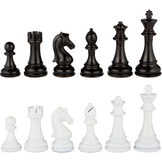 Minerva Black and White Extra Heavy Metal Chess Pieces with Extra Queens - Pieces Only - No Board - 4.5 Inch King