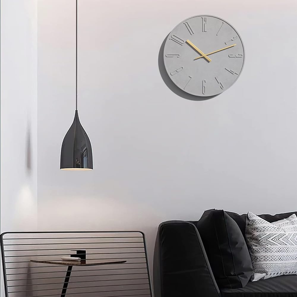 TAHITICA Wall Clock, Made of Cement, Continuous Second Hand, Quiet, Curved Wall Clock, Wall Clock, Simple, Modern, Scandinavian, 30CM, Room Decoration, Living Room, Interior, Housewarming Gift, Stylish, Analog, Hook Included…