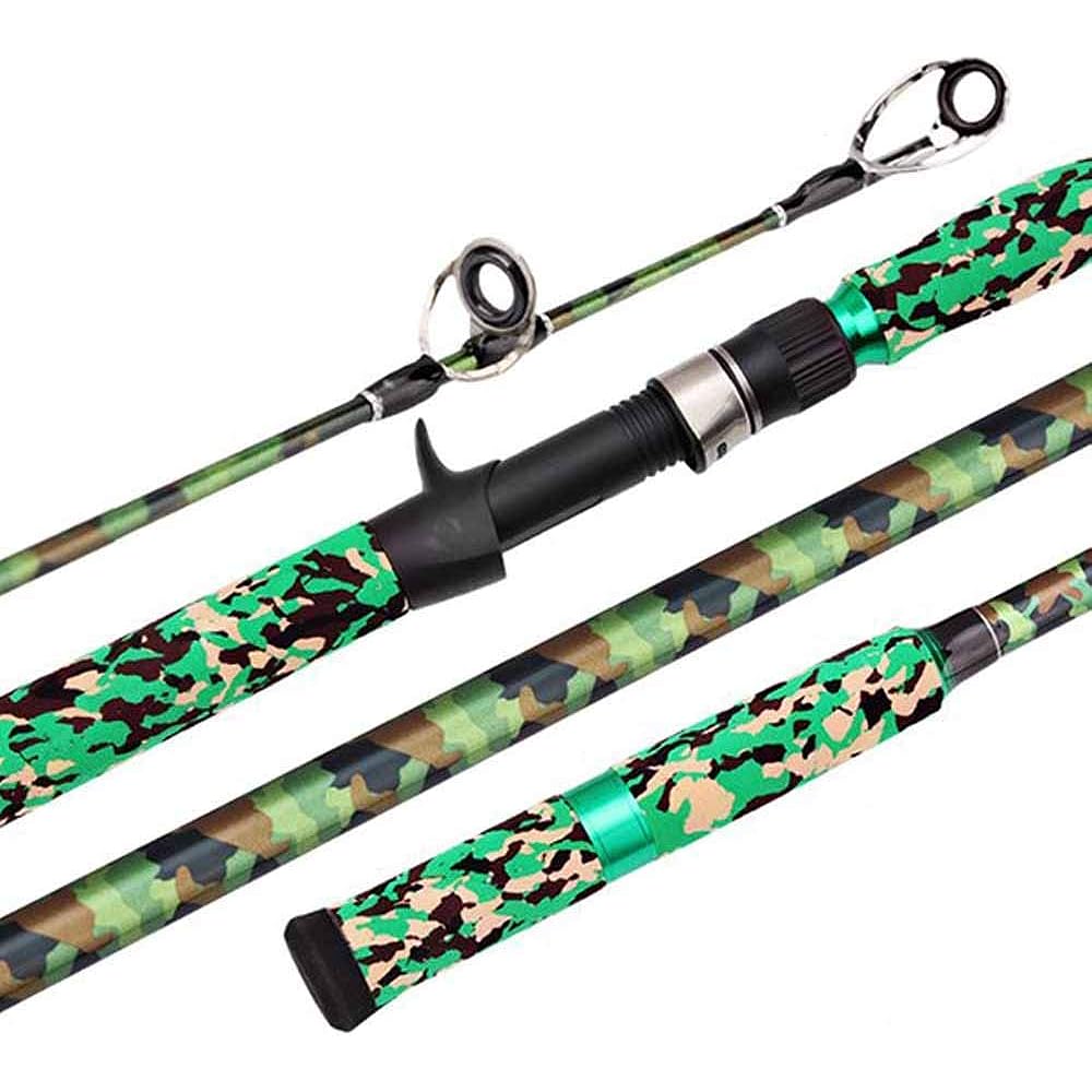 Wellvie Snakehead Fishing Rod XH 7.6ft 2.28m 762XH Bait Rod Carbide 2 Piece Catfish Rod Lure Rod Big Bait Black/Bass/Octopus/Snakehead/Catfish Beginner (Camouflage Pattern)