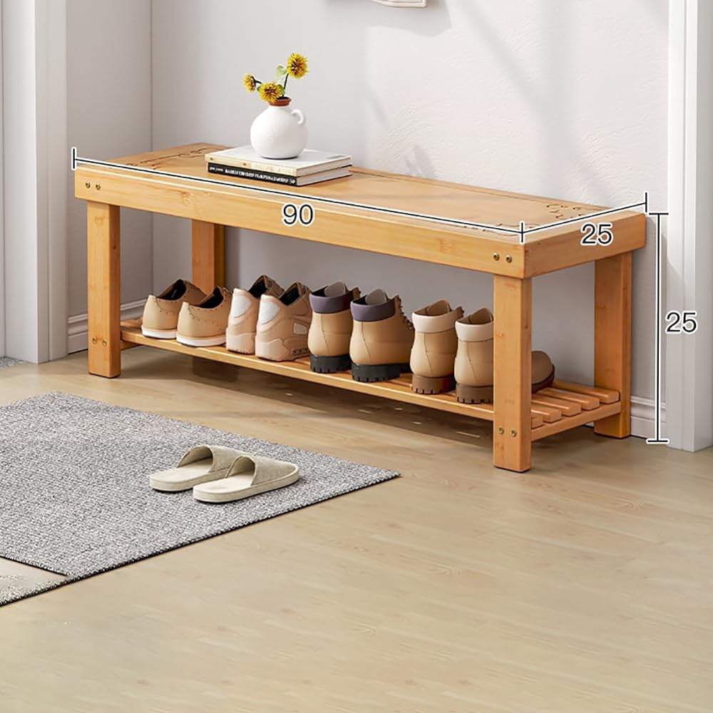 Fuyutu Entrance Bench, Made of Natural Bamboo, Entrance Stool, Entrance Stool, Entrance Chair, Width 50-90cm, Shoe Box, Shoe Rack, Slim, Space Saving, Easy to Assemble, Deodorizing, Lightweight, Breathable, Dehumidifying, Entrance, Indoor, Hallway, Bedro