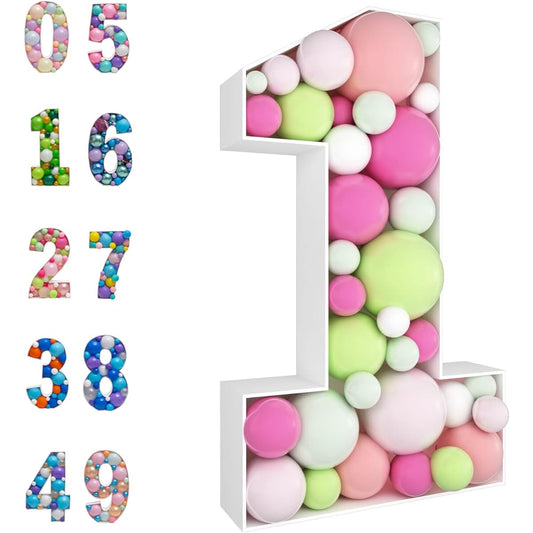 3ft Mosaic Balloon Frame Number 1 Marquee Light Up Number Pre-Cut Kit Thick Foam Board Decorations for Birthday Anniversary Baby Shower