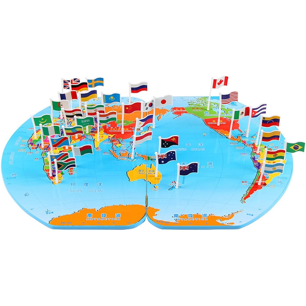 Monique Wooden Puzzle World Map Board Flag Matching Puzzle Toy Geography Jigsaw Puzzle Game