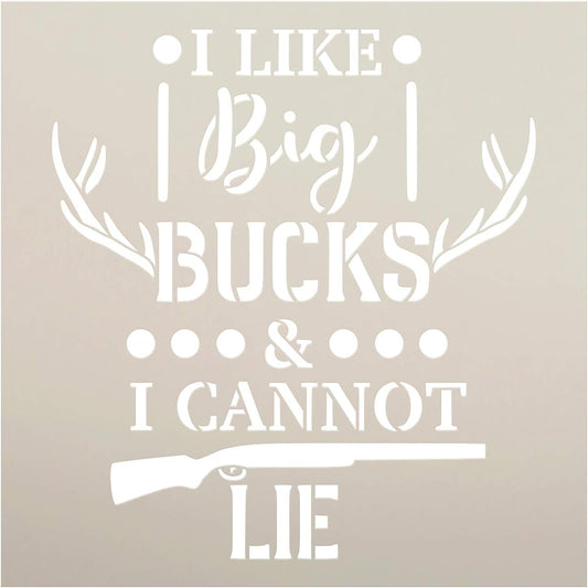 StudioR12 Big Bucks & Can't Lie Stencil | DIY Deer Nature Hunt Home Decor Gifts | Craft & Paint Wood Sign | Reusable Mylar Template | Choice of Sizes (9" x 9")