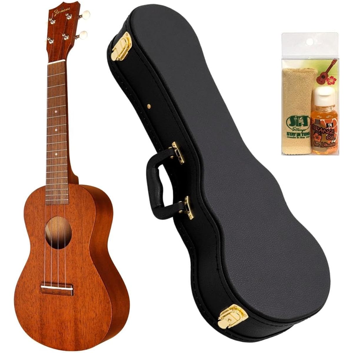 Famous FC-1G Concert Ukulele [Hard case + care set included]