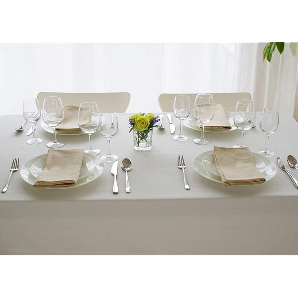 Blooming Nakanishi Table Cloth Delicious Color (Camembert (White) / 130 x 230cm) For 6 People Water Repellent Rectangle Plain Machine Washable (Water Repellent Finished/Made in Japan) 400230-0001-10