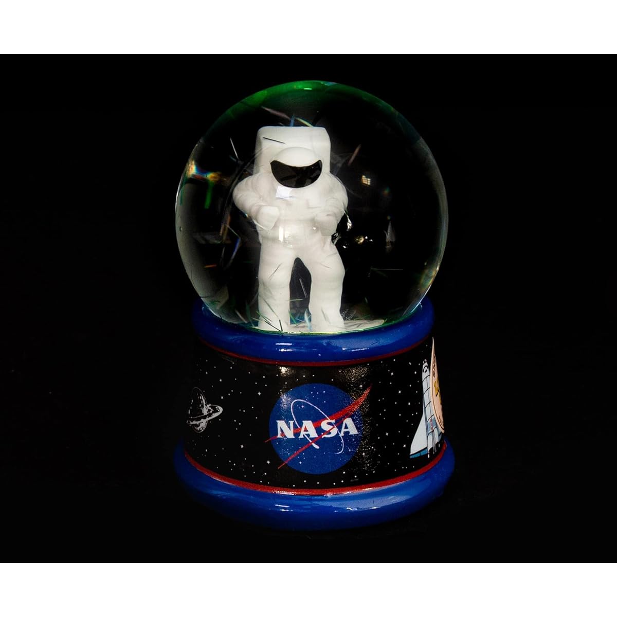 Silver Buffalo NASA Astronaut Light Up Mini Snow Globe with Swirling Glitter Display