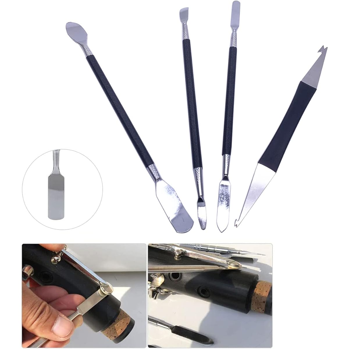 TUOREN Saxophone Repair Tool Set, Stainless Saxophone Pad Leveling Tool, Spring Needle Remover Pliers, Saxophone Key Adjustment Repair Kit, 19 Pieces