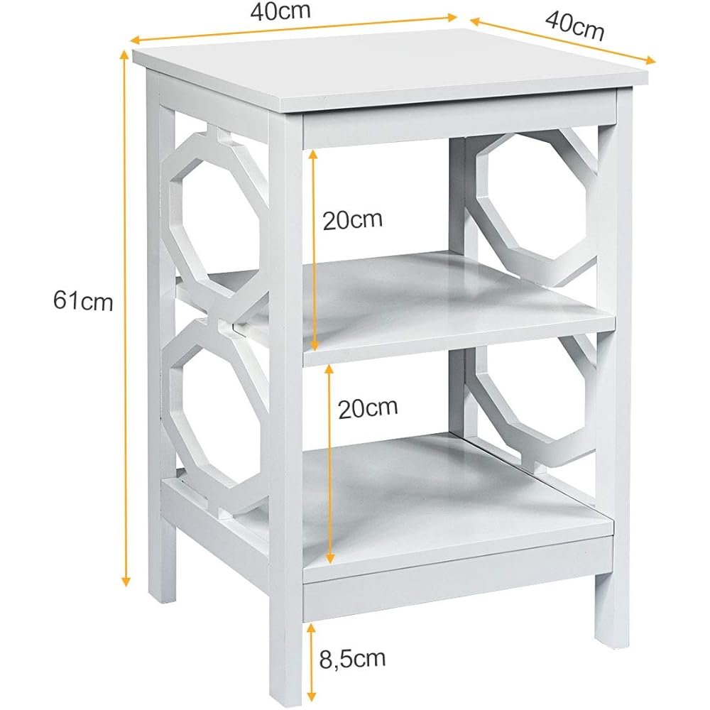 Giantex Side Table, Set of 2, Bedside Table, Night Table, Width 40 x Depth 40 x Height 61cm, Load Capacity 20kg, Sofa Side Table, Low Table, Coffee Table, Stylish, Stable (White - 2 points)