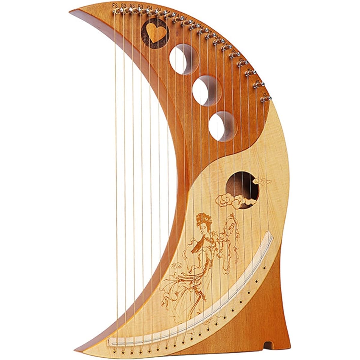 WowZza Wooden Lyra Harp 19 String Small Lyra Veneer 19 Tone Harp Portable Musical Instrument