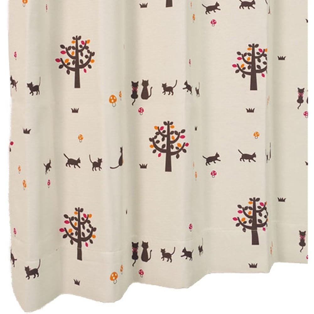 Arie Shape Memory Curtains, Nekotan, Set of 2, 100 x 178 cm, Orange